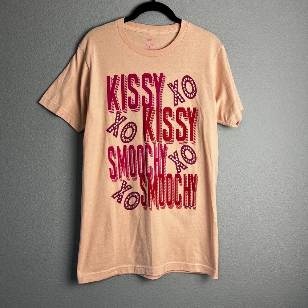 Raisin Arrows Graphic Tee Kissy Smoochy Rhinestone Accents Peach Love Romantic S